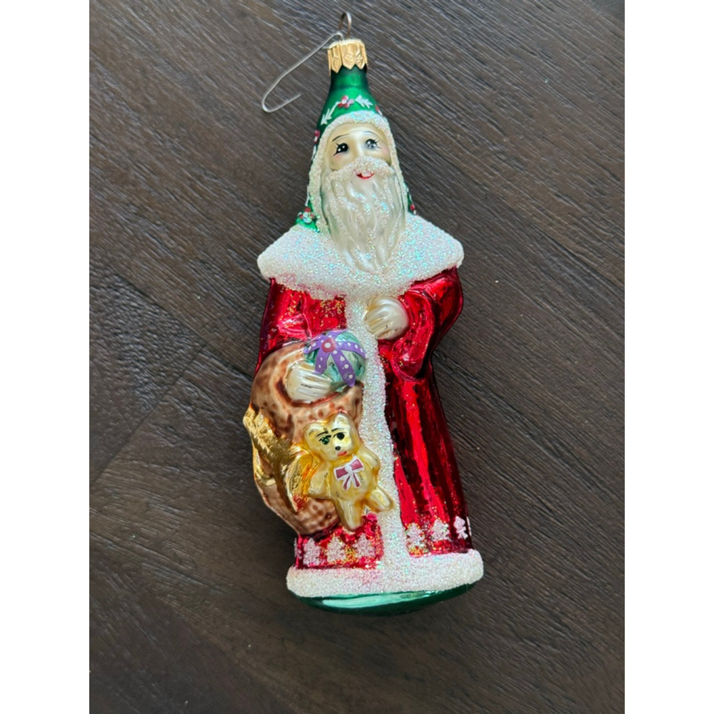 Christopher Radko Santa Claus Christmas Ornament Red Green blown mercury vintage